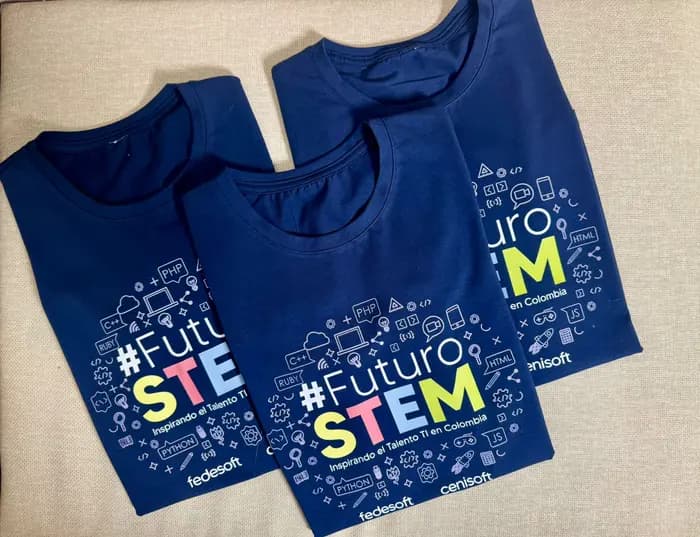 Camisetas Futuro STEM sublimadas para Cenisoft y Fedesoft